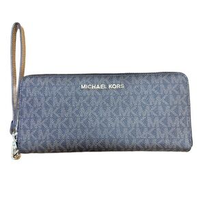 Michael Kors Brown Large Zippy Wallet Wristlet with Gold Hardware